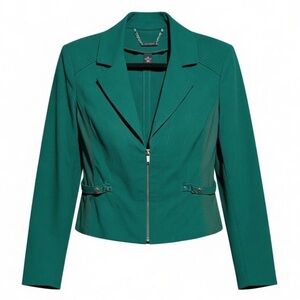 WHBM Deep Emerald Jewel Tone Moto Jacket Size 14